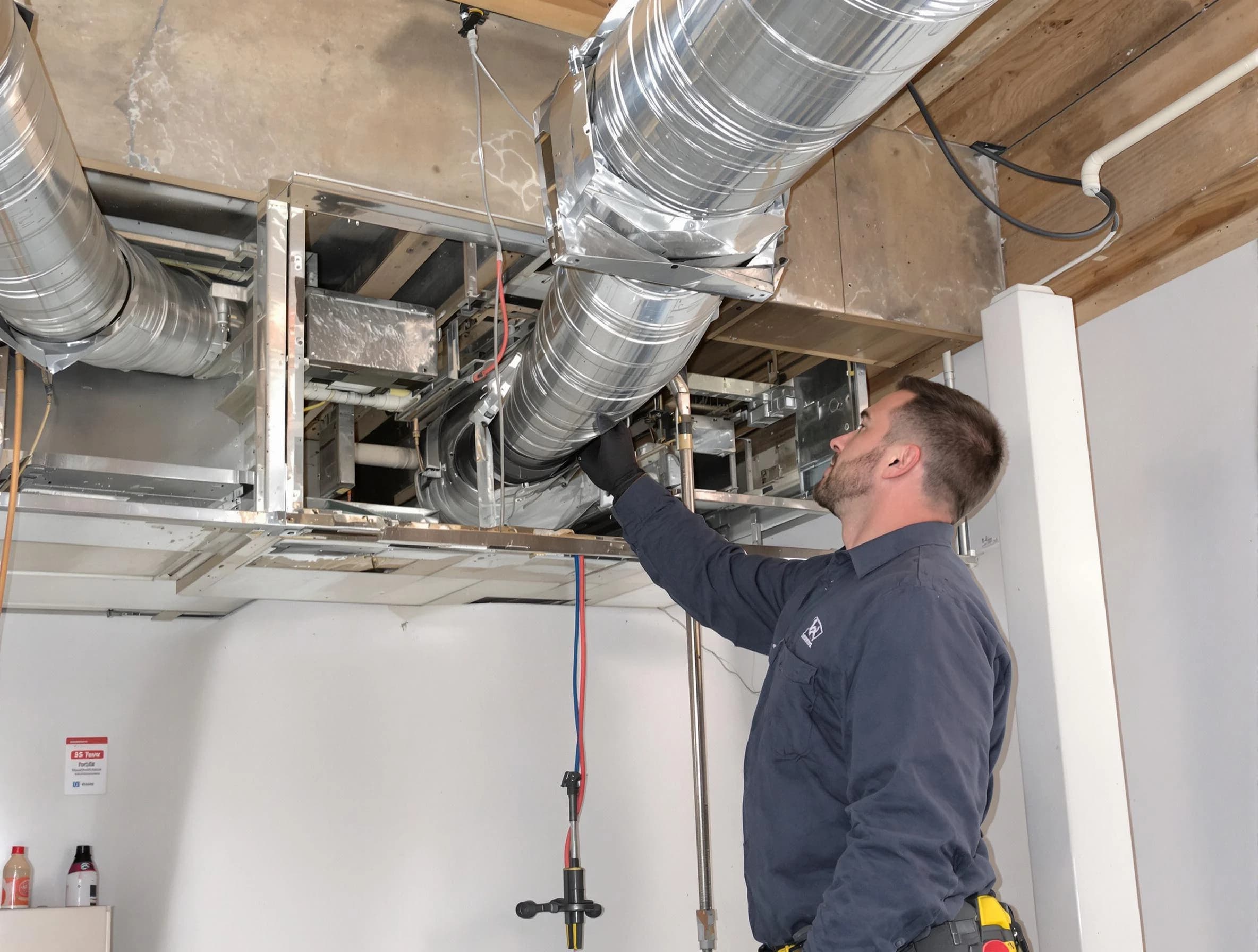 Gallatin Air Duct Cleaning technician performing professional air duct repair using specialized tools in Gallatin