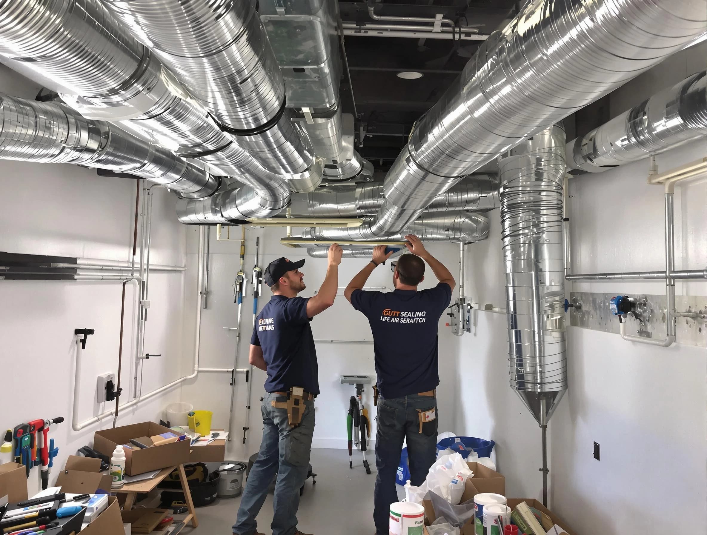Gallatin Air Duct Cleaning technician applying professional duct sealing solutions in Gallatin