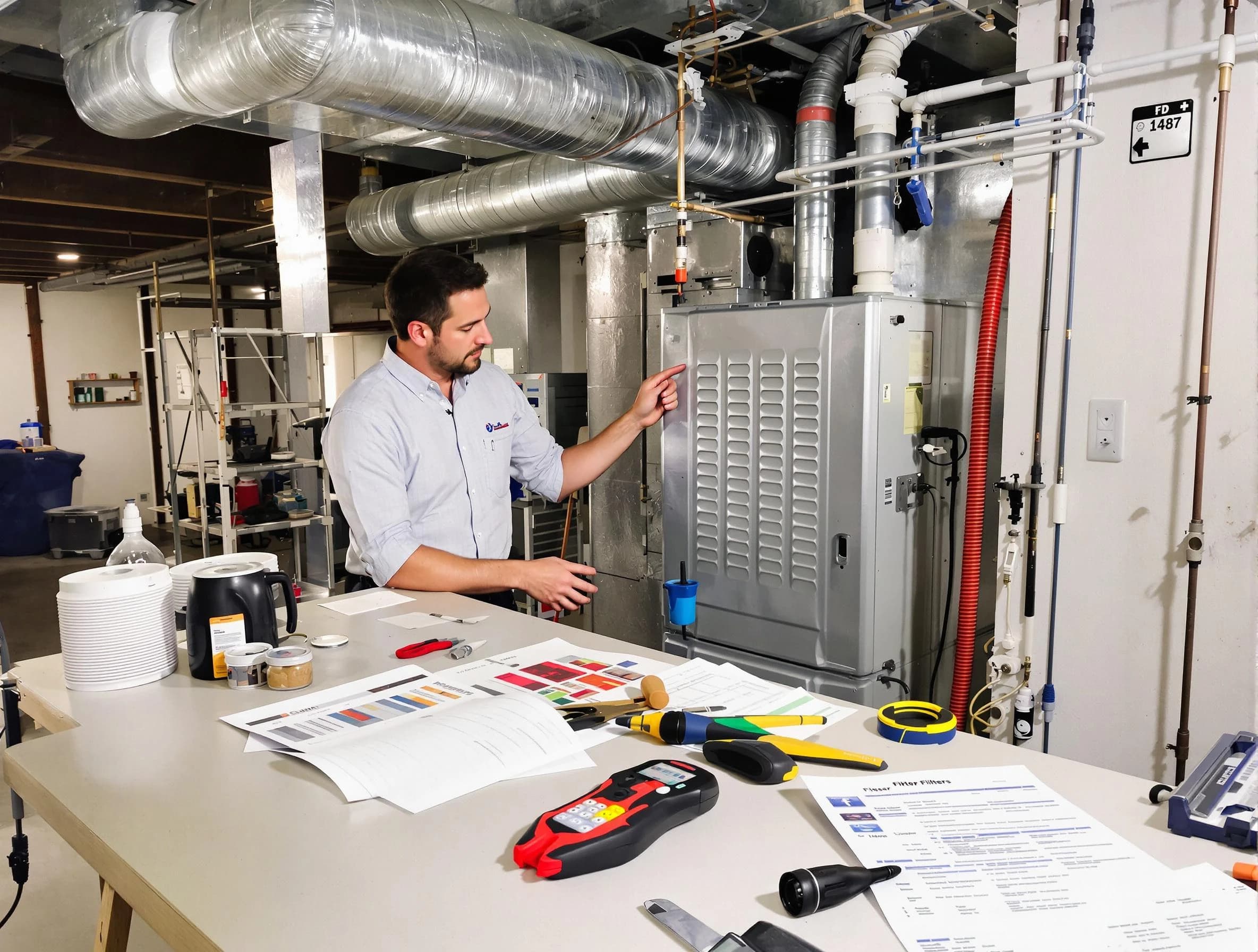 Gallatin Air Duct Cleaning inspector conducting detailed filter system evaluation using professional diagnostic tools in Gallatin